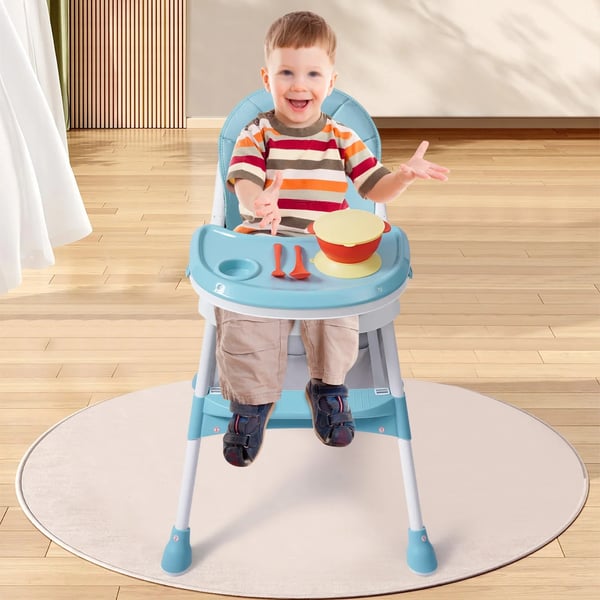 Baby højstol - Spisestol - 2-i-1, Bakke med 5 positioner, Fodstøtte, 3–6 år, Max 80 kg, Foldbar - Grøn