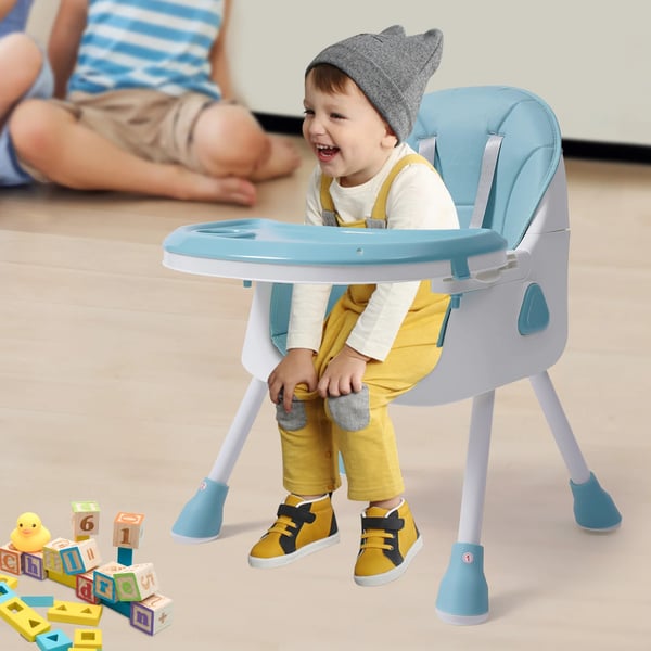 Baby højstol - Spisestol - 2-i-1, Bakke med 5 positioner, Fodstøtte, 3–6 år, Max 80 kg, Foldbar - Grøn