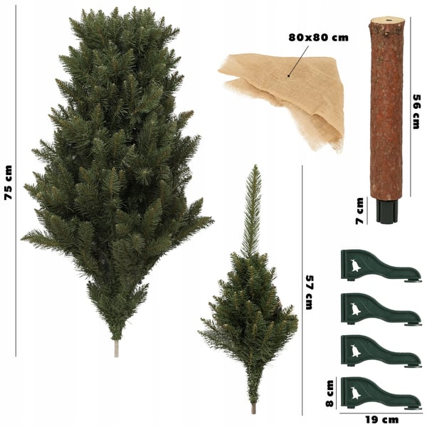 Juletræ - På stamme - 180 cm - Naturtro gran - Vægt 4,19 kg - Grøn
