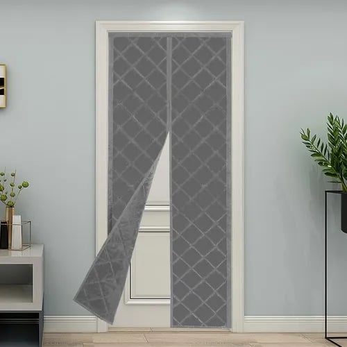 Termoforhæng til dør - Dørgardin - Magnetlukning - Vejrbestandigt - Energibesparende - 85×205 cm, passer 81×203 cm - Grå