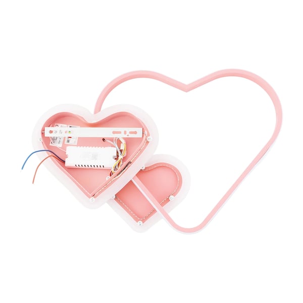 Hjerteformet LED-loftlampe - Dæmpbar, Fjernbetjening, 8–10 m², 220 V, Inkl. lyskilde, Jern og akryl - Pink