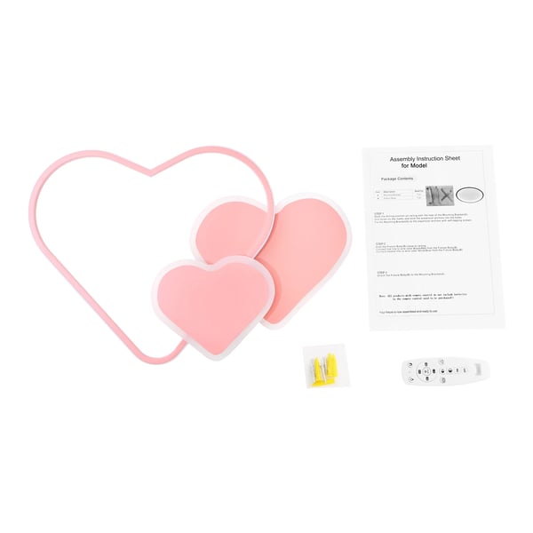 Hjerteformet LED-loftlampe - Dæmpbar, Fjernbetjening, 8–10 m², 220 V, Inkl. lyskilde, Jern og akryl - Pink