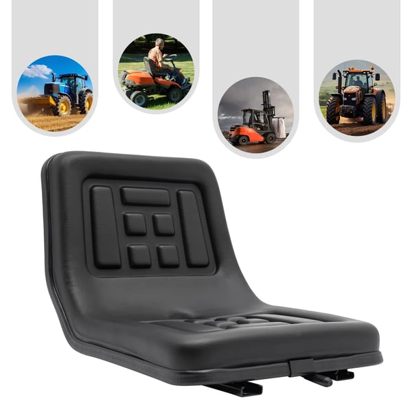 Traktorin istuin - Yleismalli - Ergonominen - Kantavuus 100 kg - Liukukisko 15 cm - Mitat 44,5×35,5×33,5 cm - Traktori, trukki, ajoleikkuri - Musta