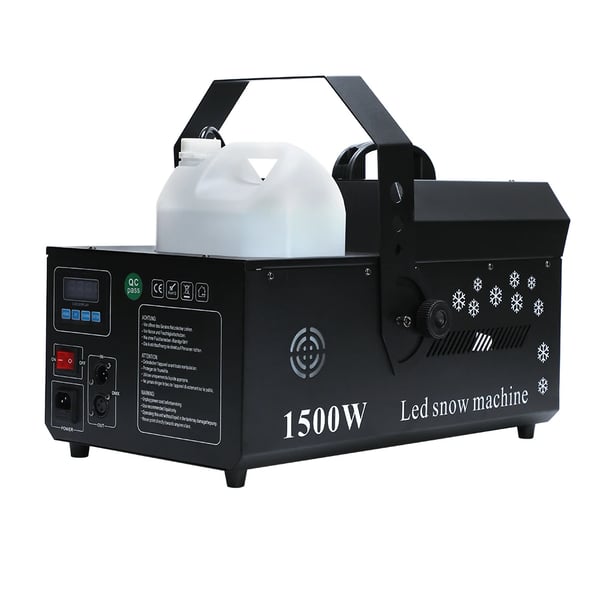 Lumikone lavalle - Lumiefektikone - 1500 W - 5 L Säiliö - 12x RGB LED - DMX512/Kaukosäädin/Käsikäyttö - 230 V EU‑Pistoke - Monivärinen