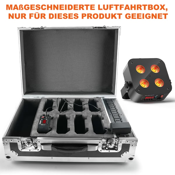 Flightcase - Transportkasse - Til 8 APP-styrede batteridrevne PAR-lamper - Scene & DJ - 62×45,5×26,5 cm - 10,75 kg