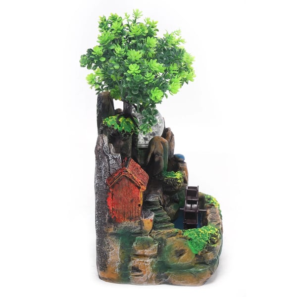 Pöytäsuihkulähde - Sisäsuihkulähde - LED-valo - Tekopuut - Kivipuutarha - Kiertovesi - 27 x 20 x 16 cm - Hartsi