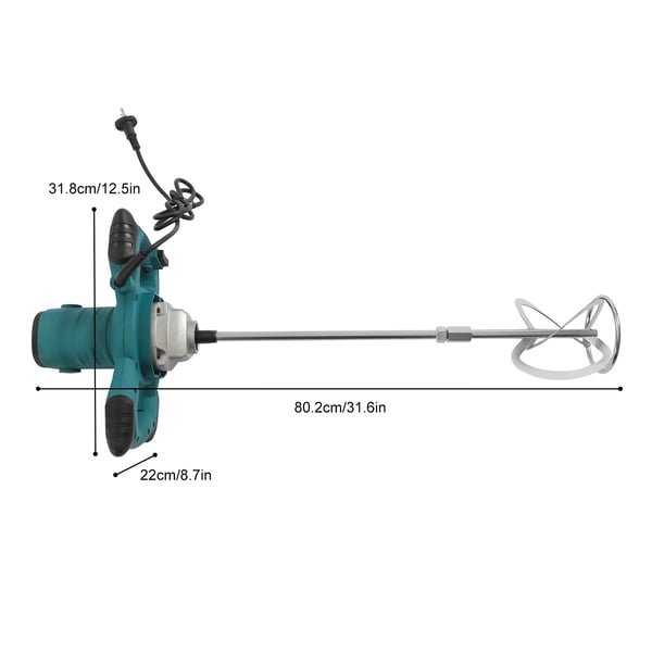 Elblander - Håndholdt maling-/cement-/beton-/mørtelblander - 2100 W - 6 hastigheder - 0–800 omdr./min - M14 - 220V/50Hz - Lyseblå