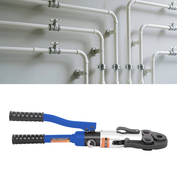 Hydrauliset puristuspihdit - Puristustyökalu - 10 t voima - 360° kääntyvä pää - U16–U32 16–32 mm leuat - Iskunpituus 20 mm - Putkiasennuksiin