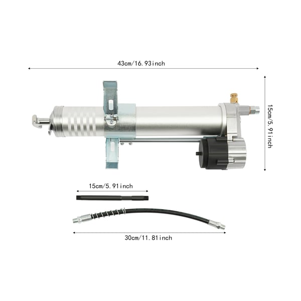 Fettpress borradapter - Fettpresshuvud - 600 cc Kapacitet - 10 000 PSI - 6 mm Axel - 43 x 15 cm - Aluminium/Plast/Järn - Gul