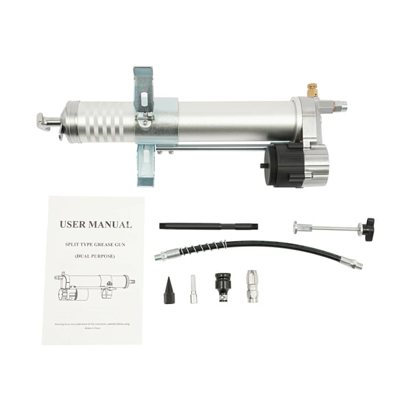 Fettpress borradapter - Fettpresshuvud - 600 cc Kapacitet - 10 000 PSI - 6 mm Axel - 43 x 15 cm - Aluminium/Plast/Järn - Gul