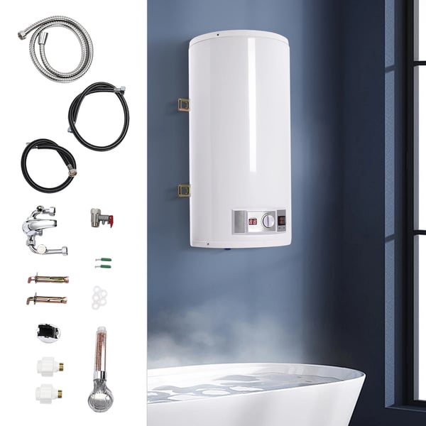 El-vandvarmer - Beholdermodel - 80 L - 220 V - AC - Med Håndbruser - Til Badeværelse - Hvid