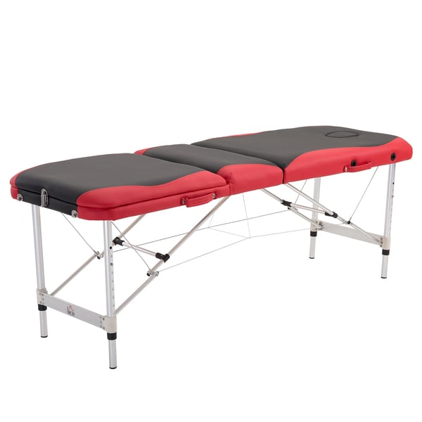 Massagebord - Hopfällbart behandlingsbord - Träram - 185 x 60 cm - För salong/klinik - Röd