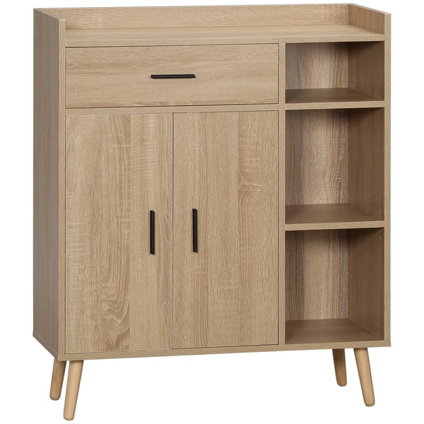 Skänk Sideboard - Vardagsrumsskåp - 2 Dörrar - 1 Låda - 3 Öppna Hyllor - 80×30×96,5 cm - Melaminbelagt Trä - Modern Design - Beige Skänk Sideboard - Vardagsrumsskåp - 2 Dörrar - 1 Låda - 3 Öppna Hyllor - 80×30×96,5 cm - Melaminbelagt Trä - Modern Design - Beige