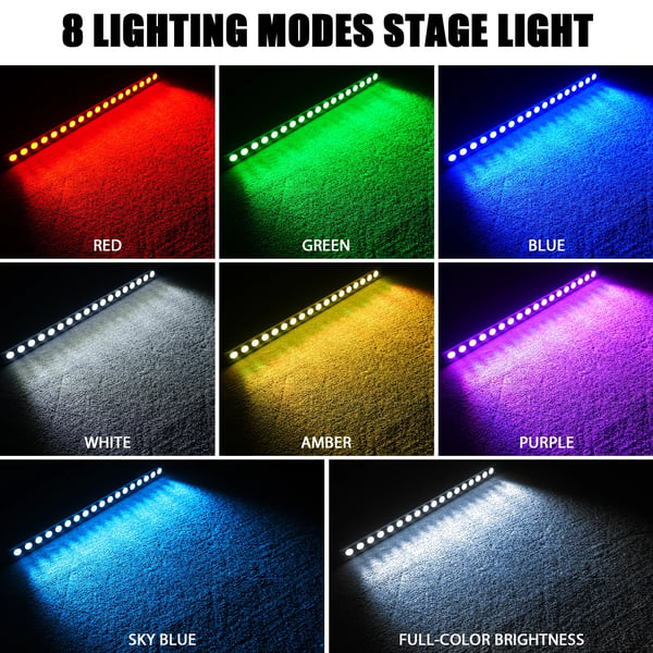 2 kpl LED Wall Washer - DMX Valopalkki - 180W - 18×8W RGBW + 234×0,2W Valkoinen - DMX512 & RDM - 5/14/33/37 Kanavaa - Auto/Ääni/Master-Slave/DMX