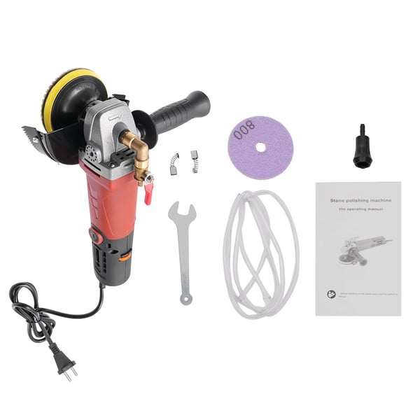 Våtpolerare - Handhållen polermaskin - 6 Hastigheter - 5000 rpm - M14 Gänga - EU-kontakt - Övre vattenmatning - Vatteninlopp 0,635 cm - Röd