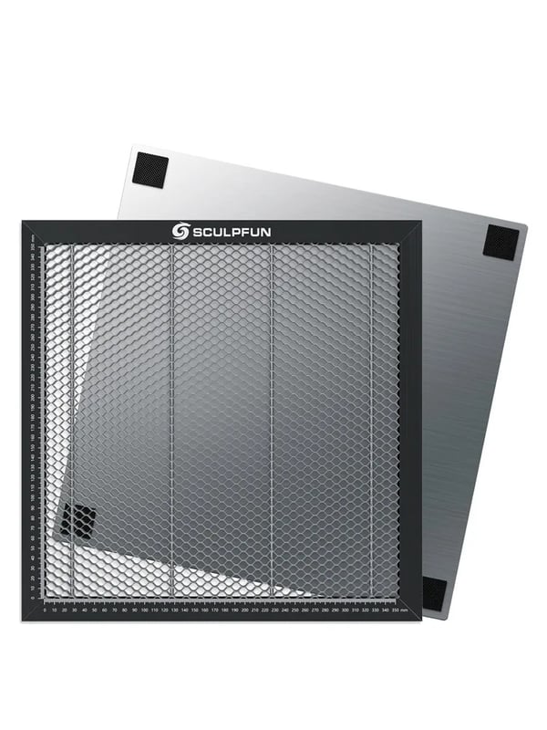 Hunajakennopöytä laserille - Leikkaus- ja kaiverrusalusta - Teräslevy - CO2- ja diodilaserille - 400 x 400 mm