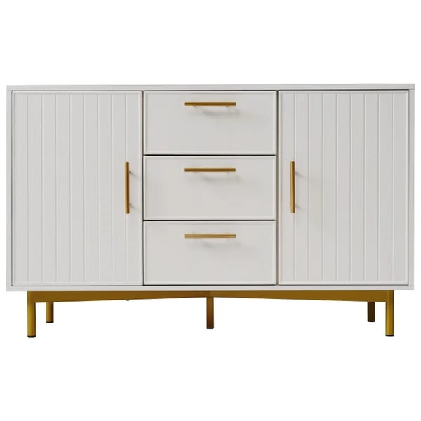 Opbevaringsskab - Skænk/Sideboard - 2 døre, 3 skuffer - Fritstående - Til stuen - H 75 x B 120 x D 40 cm - Hvid