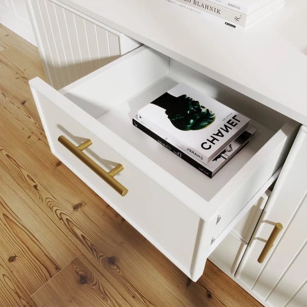 Opbevaringsskab - Skænk/Sideboard - 2 døre, 3 skuffer - Fritstående - Til stuen - H 75 x B 120 x D 40 cm - Hvid
