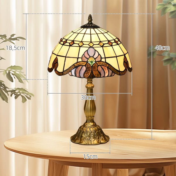 Handgjord glasbordslampa - Sänglampa - Klassisk stil - Ø30×48 cm - Nätström - <60 lm - Utan batterier - Flerfärgad