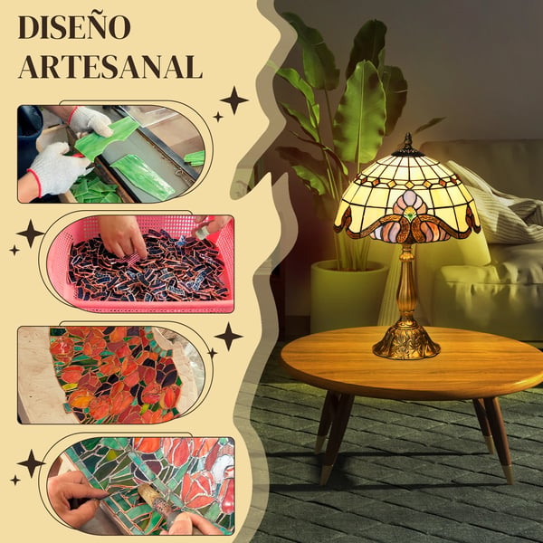 Handgjord glasbordslampa - Sänglampa - Klassisk stil - Ø30×48 cm - Nätström - <60 lm - Utan batterier - Flerfärgad