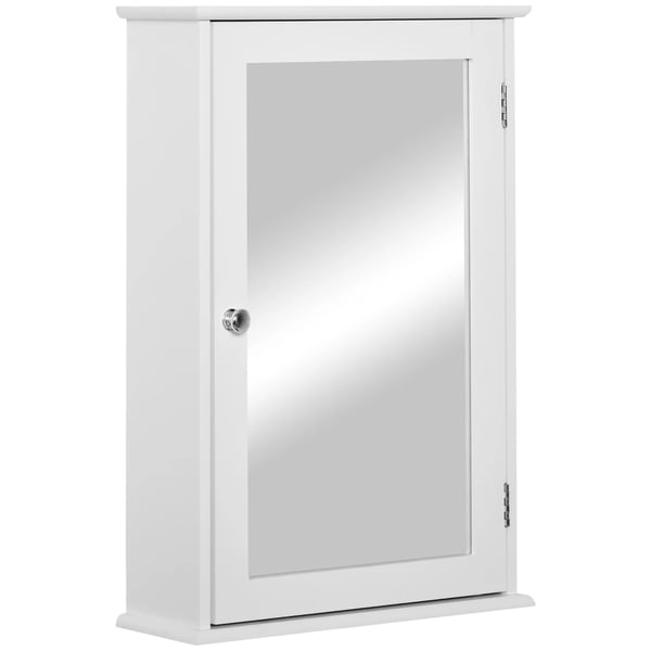 Badrumsspegelskåp - Skåp med spegel - 41x14x60 cm - 1 Hyllplan - MDF & Glas - Vit