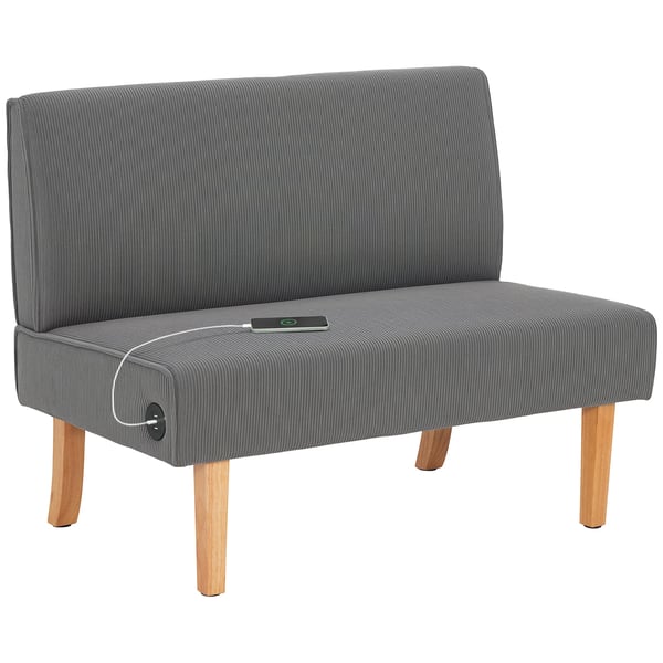2-sits soffa - Vardagsrumssoffa - 2 USB + 1 Type-C laddport - Max 240 kg - 110×62×85 cm - Träben - Mörkgrå