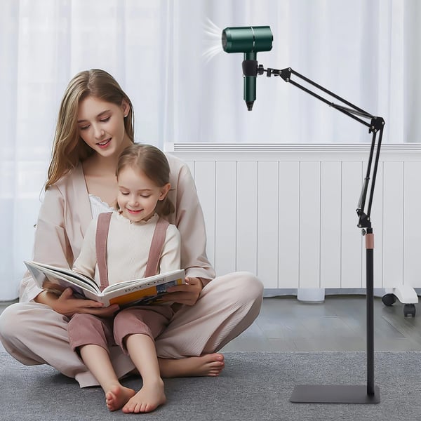 Hårtørrer Stativ - Gulvstativ - 360° Rotation - Højdejusterbar 55–100 cm - Kulstofstål - Universel Holder - Bæreevne <1 kg