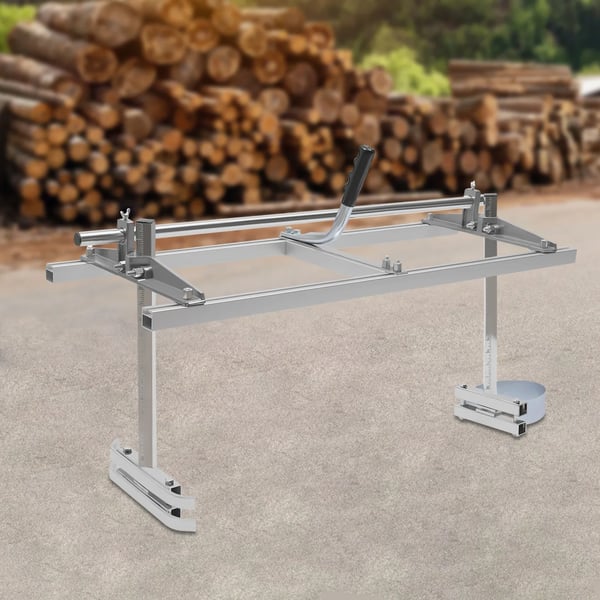 Bærbart kædesavssavværk - Aluminium - Til sværd 35–91 cm - Snitdybde 1,2–30 cm - Maks bredde 80 cm - Sølv