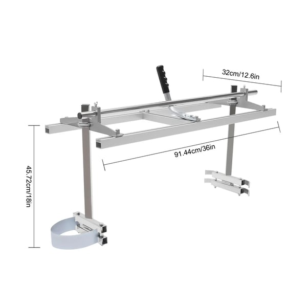 Bærbart kædesavssavværk - Aluminium - Til sværd 35–91 cm - Snitdybde 1,2–30 cm - Maks bredde 80 cm - Sølv