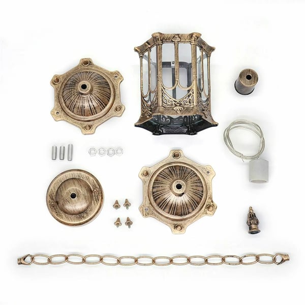Industriel vintage lampe - Loftpendel - E27 Fatning - IP44 Vandtæt - Burdesign - Glas & Aluminium - Fast tilslutning AC 90–260V - Antik bronze