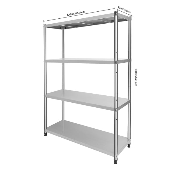 Køkkenreol - Opbevaringshylde til service - Rustfrit stål 201 - Størrelse 120x40x150 cm - Max belastning 50 kg