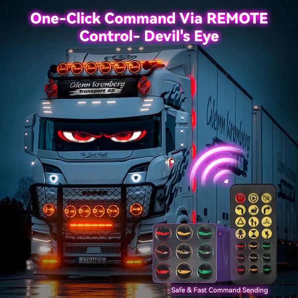 LED bil- og lastbilskilt - Programmerbar rullende tekst/Devil Eyes - Flerfarvet - Blød skærm - Reklame og dekoration - Sort