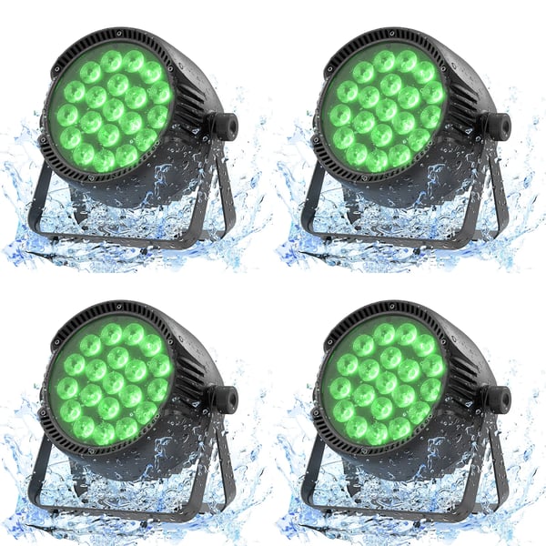 LED PAR-lampe - Vandtæt DMX scenelys - 250W - 20×10W RGBW 4‑i‑1 - DMX512/RDM 4/8CH - Auto/Lyd/Master‑Slave - Varm hvid