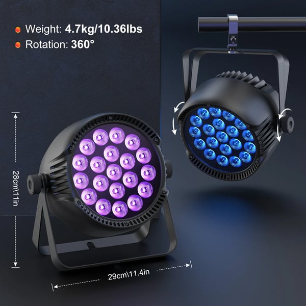 LED PAR‑valaisin - Vedenpitävä DMX lavavalo - 250 W - 20×10 W RGBW 4‑in‑1 - DMX512/RDM 4/8 kanavaa - Auto/Ääni/Master‑Slave - Lämmin valkoinen
