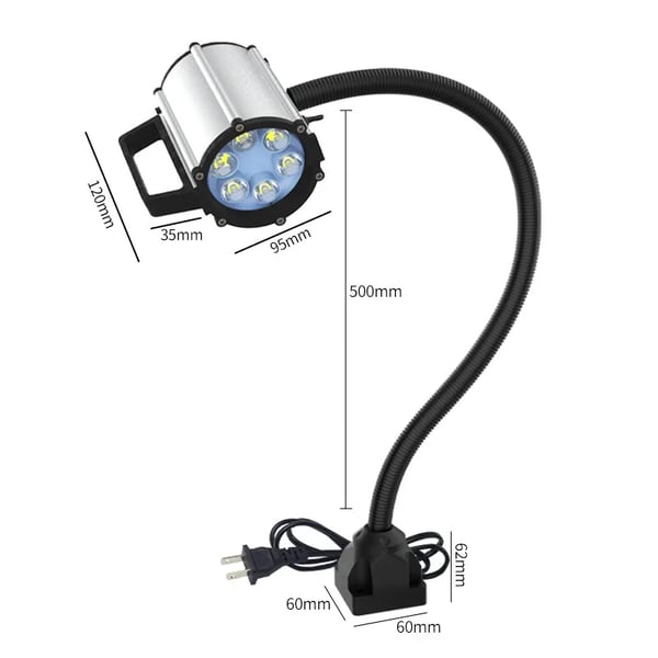 CNC maskinlampe - LED arbejdslys - Effekt 5 W - Fleksibel svanehals - Til boring, læsning, camping & grill