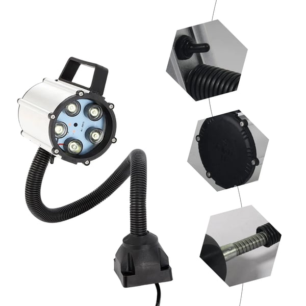 CNC maskinlampe - LED arbejdslys - Effekt 5 W - Fleksibel svanehals - Til boring, læsning, camping & grill