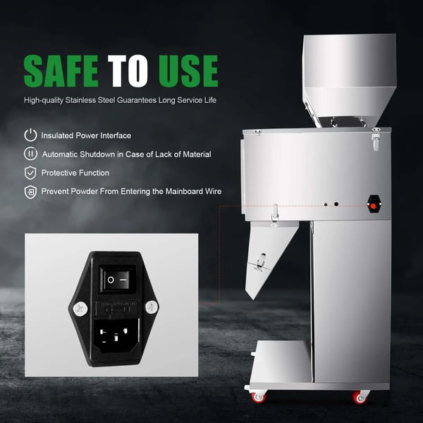 Automatisk fyldemaskine - Vejedoserer 10–999 g - 200 W - Til poser og flasker - Kaffebønner/granulat - Sølv