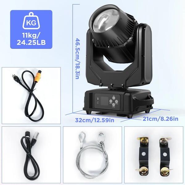 LED Moving Head Beam - Scenelys - 250W IP65 - 24-Facets Prisme - DMX512/RDM 14 Kanaler - Lydaktiveret Auto/Master-Slave - 90–240V - Varmhvid