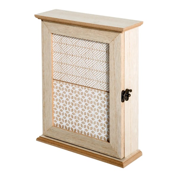 Nyckelskåp i trä - Modell 850-074 - Väggmonterat - MDF - 6 Krokar - Vintage Stil - 20 x 6,5 x 26,5 cm