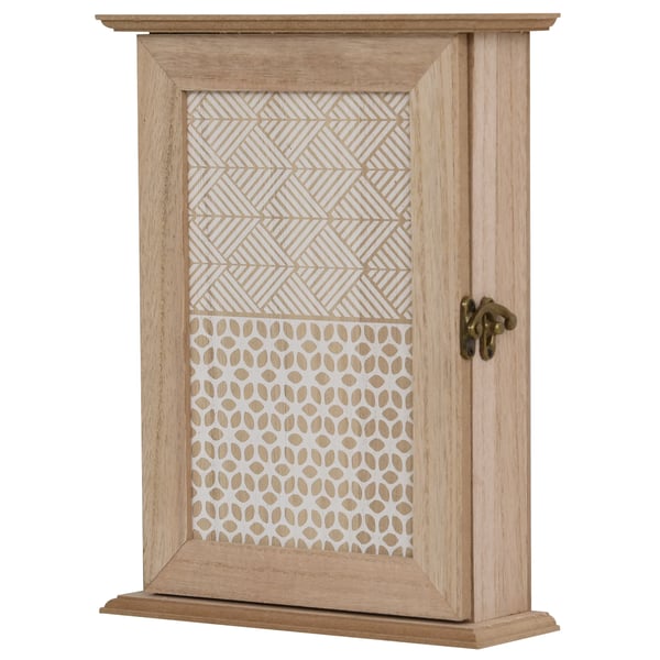 Nyckelskåp i trä - Modell 850-074 - Väggmonterat - MDF - 6 Krokar - Vintage Stil - 20 x 6,5 x 26,5 cm