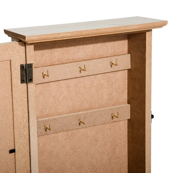 Nyckelskåp i trä - Modell 850-074 - Väggmonterat - MDF - 6 Krokar - Vintage Stil - 20 x 6,5 x 26,5 cm