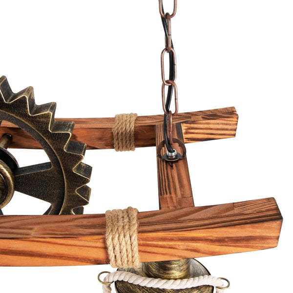 Industriel vintage pendellampe - Trædesign - Justerbar kæde - Netstrøm (AC) - Uden pære - 2000–82000 lm