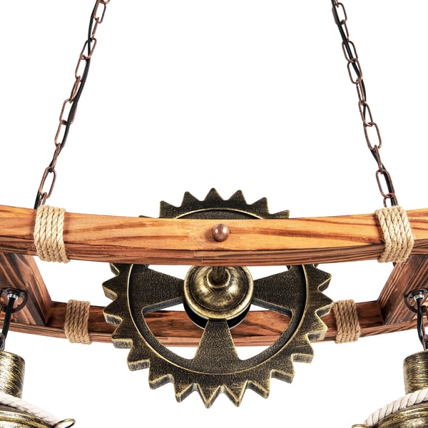 Industriel vintage pendellampe - Trædesign - Justerbar kæde - Netstrøm (AC) - Uden pære - 2000–82000 lm