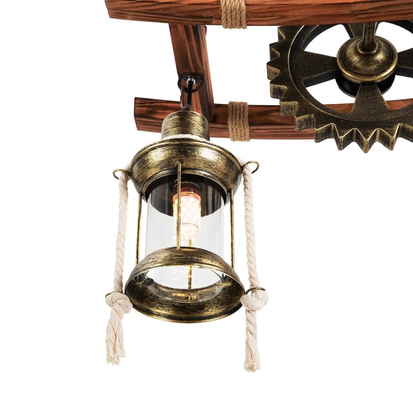 Industriel vintage pendellampe - Trædesign - Justerbar kæde - Netstrøm (AC) - Uden pære - 2000–82000 lm