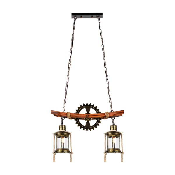 Industriel vintage pendellampe - Trædesign - Justerbar kæde - Netstrøm (AC) - Uden pære - 2000–82000 lm