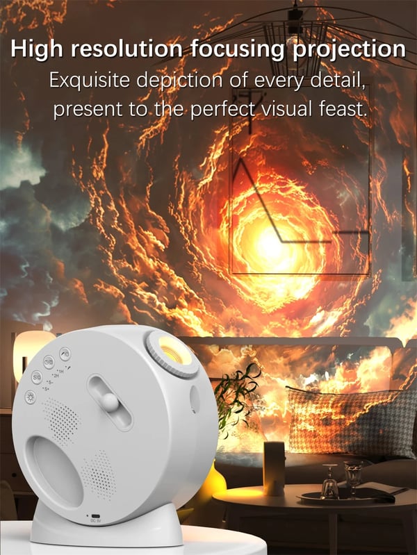 Stjernehimmel Projektor - Galaxy Natlampe - 13 stjernetemaer - Bluetooth-højttaler - Hvid støj til søvn - Timer - Netstrøm (AC)
