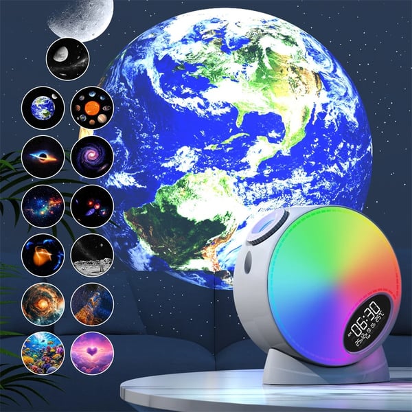 Stjernehimmel Projektor - Galaxy Natlampe - 13 stjernetemaer - Bluetooth-højttaler - Hvid støj til søvn - Timer - Netstrøm (AC)