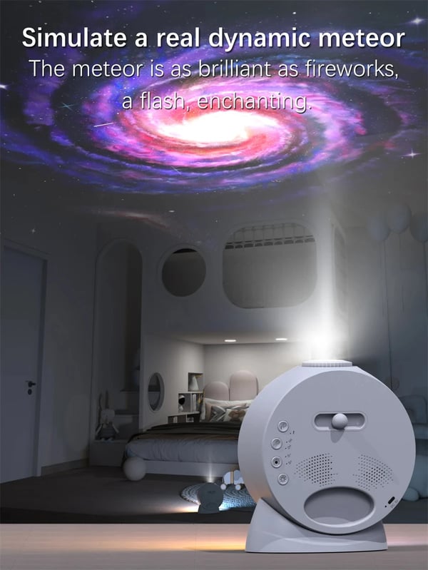 Stjernehimmel Projektor - Galaxy Natlampe - 13 stjernetemaer - Bluetooth-højttaler - Hvid støj til søvn - Timer - Netstrøm (AC)