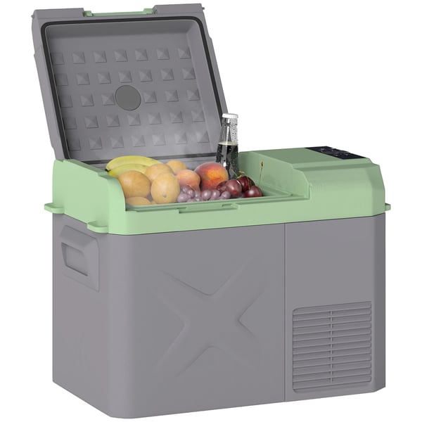 Bärbar kylbox/kylskåp - Campingkylbox - HDPE/PP - EU-kontakt - 60,2 x 33,4 x 41,4 cm - Ljusgrå