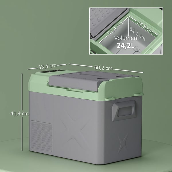 Bärbar kylbox/kylskåp - Campingkylbox - HDPE/PP - EU-kontakt - 60,2 x 33,4 x 41,4 cm - Ljusgrå